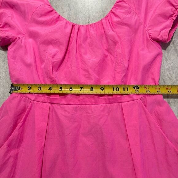 J Crew Silk Pink Barbiecore Babydoll Sheath Puff Sleeve Mini Dress Size 8 - Picture 13 of 16
